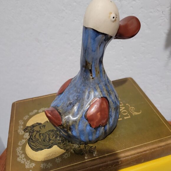 VTG Studio Pottery Bird Duck Blue Glazed Handmade Figurine Sculpture 6 x 3.5" - Picture 10 of 12